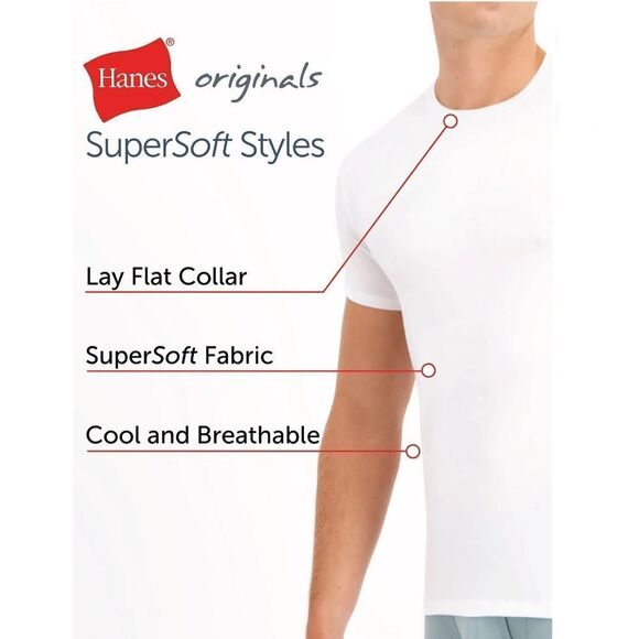 Hanes Originals SuperSoft Crewneck Short Sleeve T-Shirts 2, 3-Packs Size M - Picture 9 of 11